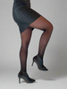 Woman with black tights. The Tights have a print "I will do it anyway"